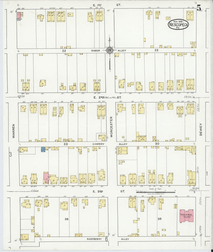 Sanborn Fire Insurance Map from Nescopeck, Luzerne County, Pennsylvania (1919), Sheet #0005 - Historic Sanborn Fire Insurance Map Print, vintage old map wall art, antique decor, genealogy gift, Pennsylvania Pennsylvania map