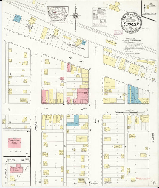 Sanborn Fire Insurance Map from Schaller, Sac County, Iowa (1913), Sheet #0001 - Historic Sanborn Fire Insurance Map Print, vintage old map wall art