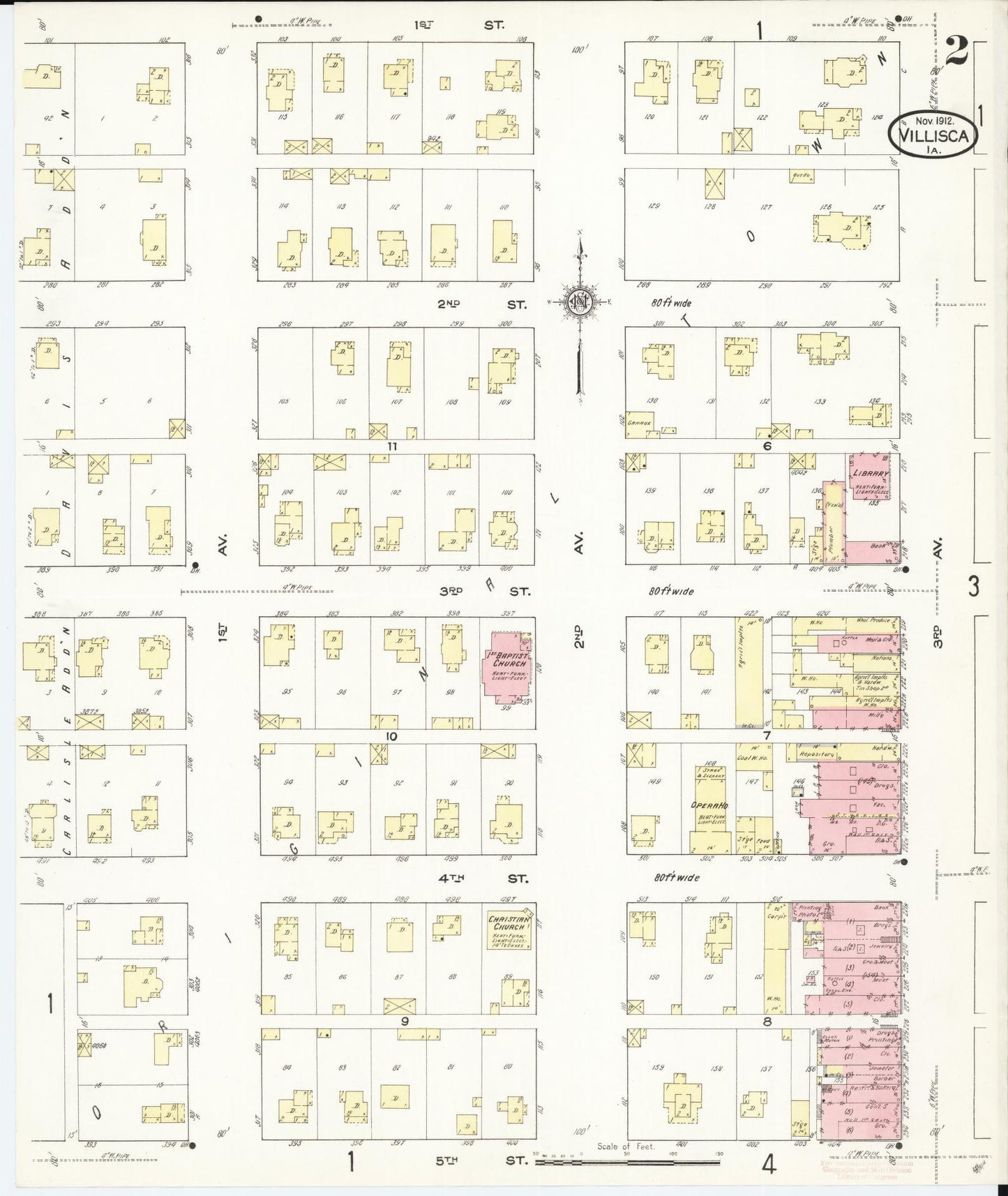 Sanborn Fire Insurance Map from Villisca, Montgomery County, Iowa (1912), Sheet #0002 - Historic Sanborn Fire Insurance Map Print