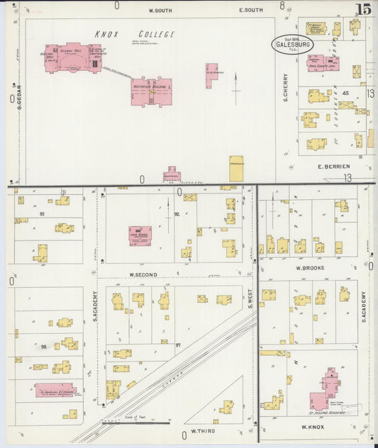 Sanborn Fire Insurance Map from Galesburg, Knox County, Illinois (1898), Sheet #0015 - Historic Sanborn Fire Insurance Map Print, vintage old map wall art, antique decor, genealogy gift, Illinois Illinois map