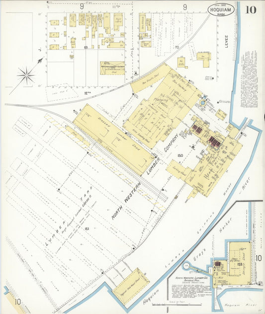 Sanborn Fire Insurance Map from Hoquiam, Grays Harbor County, Washington (1902), Sheet #0010 - Historic Sanborn Fire Insurance Map Print, vintage old map wall art, antique decor, genealogy gift, Washington Washington map