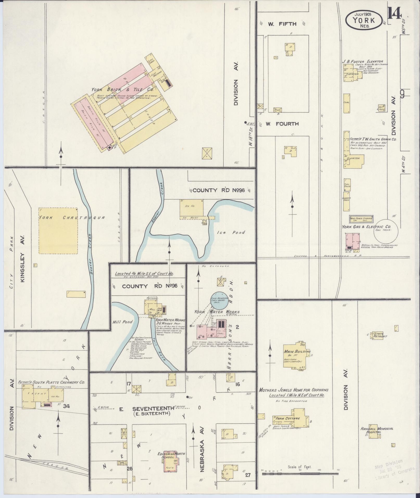 Sanborn Fire Insurance Map from York, York County, Nebraska (1909), Sheet #0014 - Complete Map Set gallery image, historic Sanborn map, vintage wall art, Nebraska Nebraska