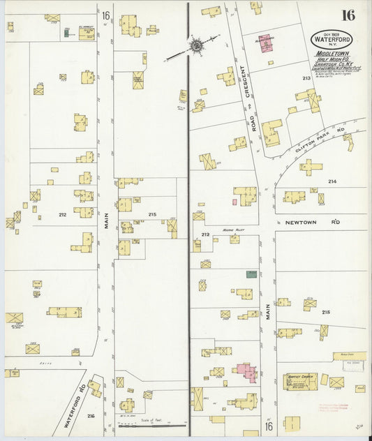 Sanborn Fire Insurance Map from Waterford, Saratoga County, New York (1909), Sheet #0016 - Historic Sanborn Fire Insurance Map Print, vintage old map wall art, antique decor, genealogy gift, New York New York map