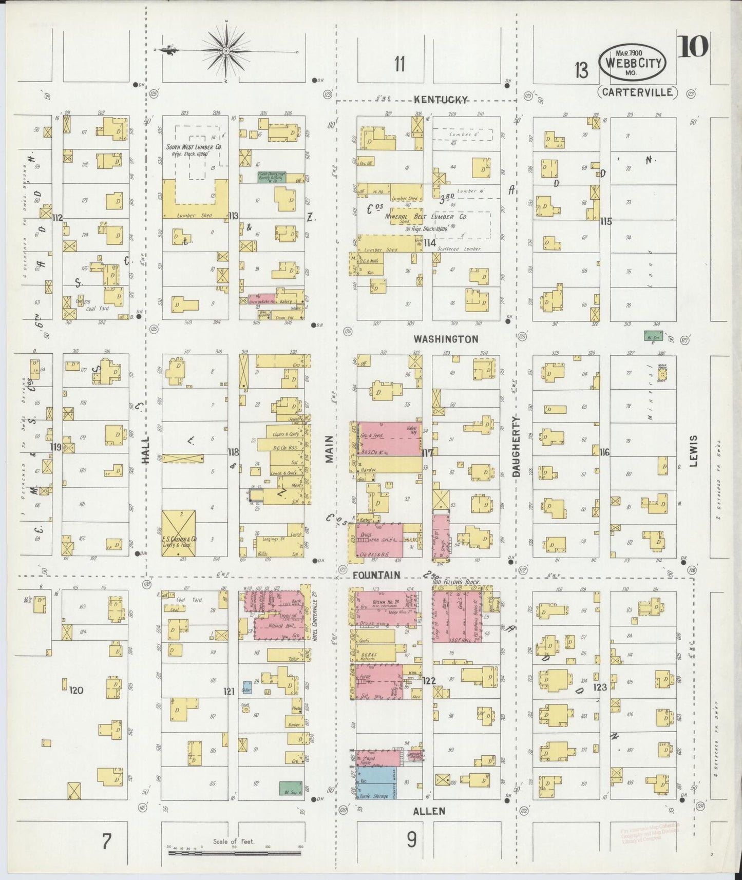 Sanborn Fire Insurance Map from Webb City, Jasper County, Missouri (1900), Sheet #0010 - Complete Map Set gallery image, historic Sanborn map, vintage wall art, Missouri Missouri