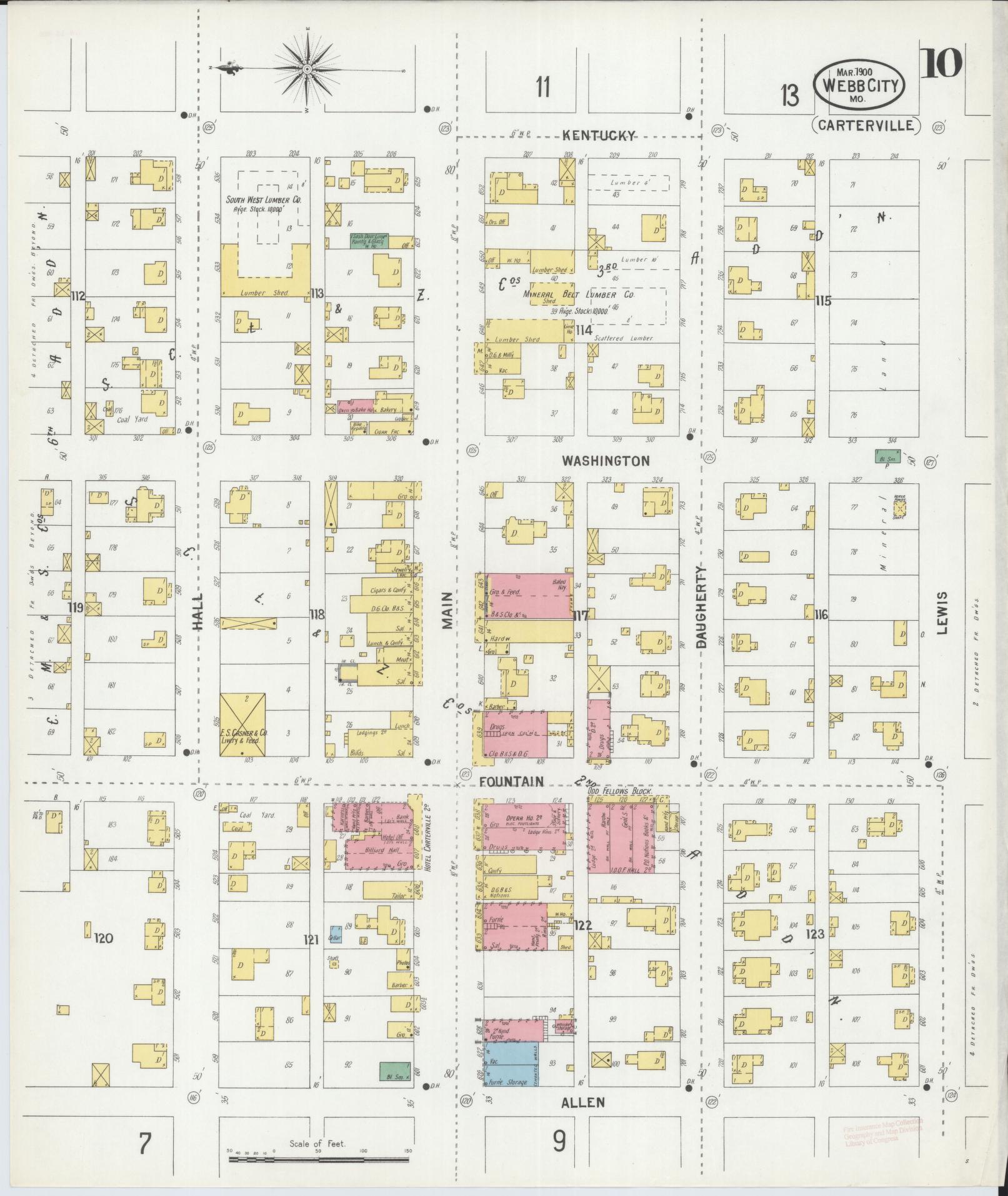 Sanborn Fire Insurance Map from Webb City, Jasper County, Missouri (1900), Sheet #0010 - Complete Map Set gallery image, historic Sanborn map, vintage wall art, Missouri Missouri