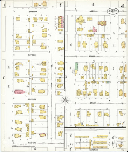Sanborn Fire Insurance Map from Perry, Dallas County, Iowa (1900), Sheet #0004 - Historic Sanborn Fire Insurance Map Print, vintage old map wall art