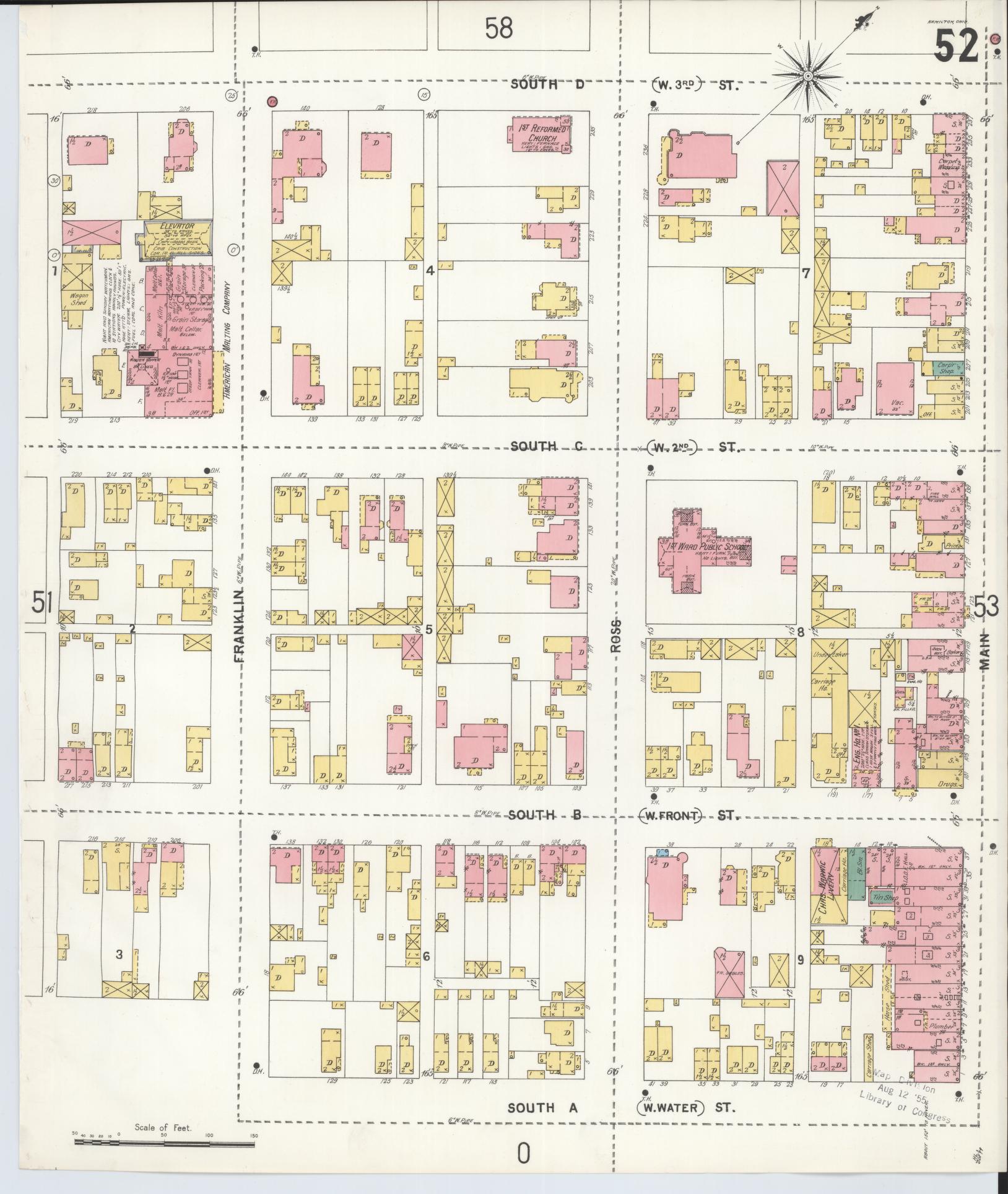 Sanborn Fire Insurance Map from Hamilton, Butler County, Ohio (1899), Sheet #0052 - Complete Map Set gallery image, historic Sanborn map, vintage wall art, Ohio Ohio