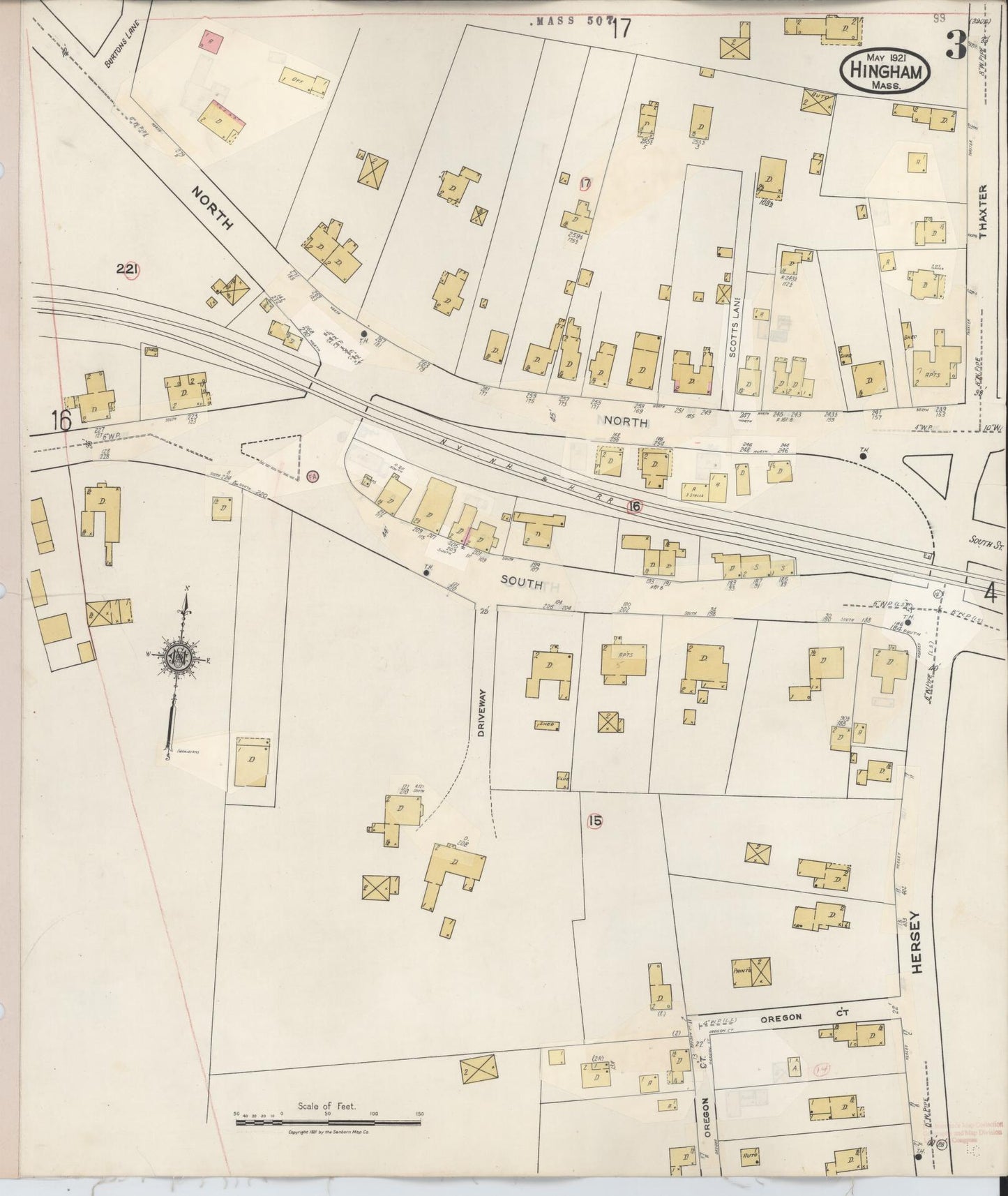 Sanborn Fire Insurance Map from Hingham, Plymouth County, Massachusetts (1948), Sheet #0003 - Complete Map Set gallery image, historic Sanborn map, vintage wall art, Massachusetts Massachusetts