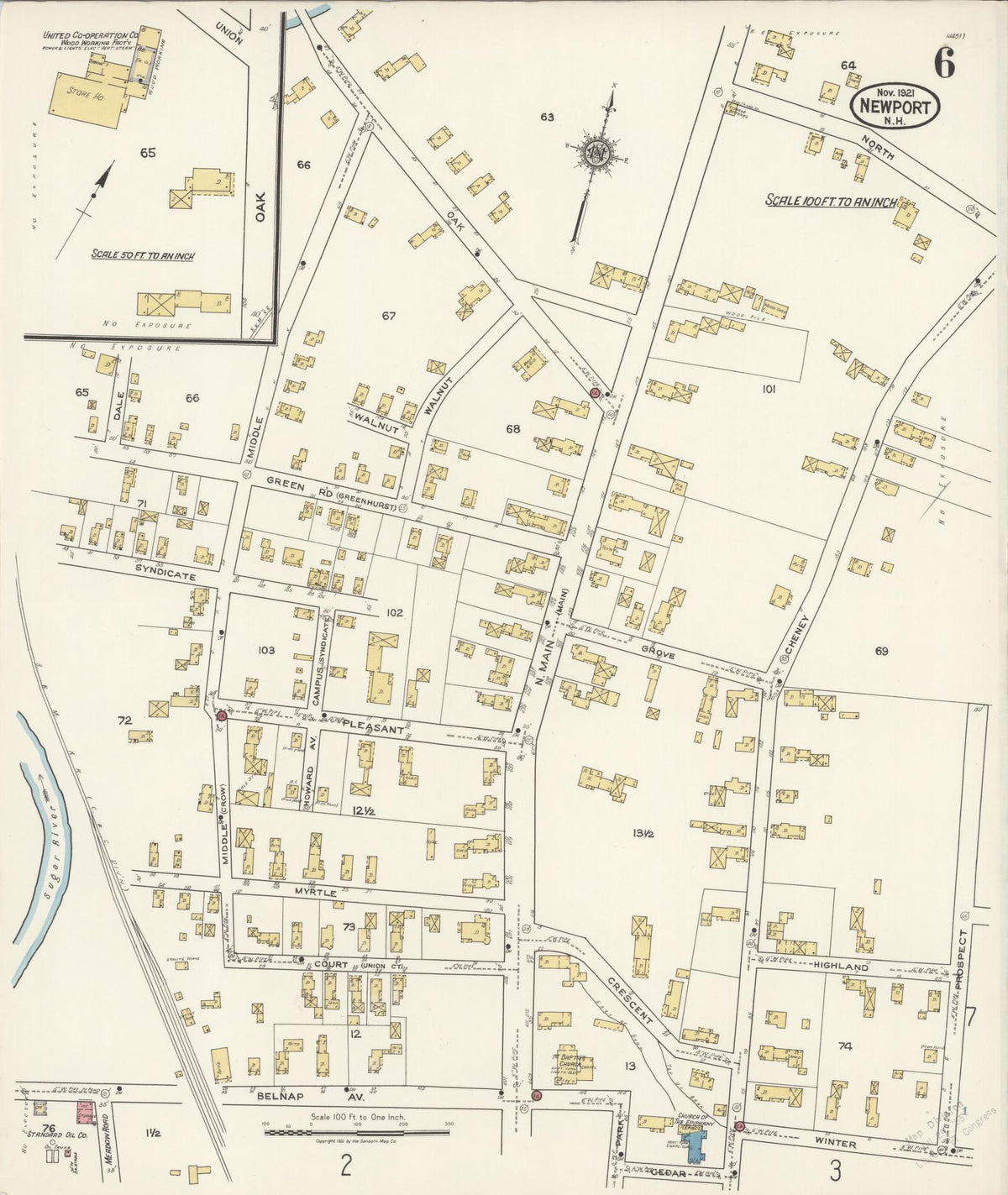 Sanborn Fire Insurance Map from Newport, Sullivan County, New Hampshire (1921), Sheet #0006 - Complete Map Set gallery image, historic Sanborn map, vintage wall art, New Hampshire New Hampshire