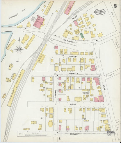 Sanborn Fire Insurance Map from Chicopee, Hampden County, Massachusetts (1902), Sheet #0002 - Historic Sanborn Fire Insurance Map Print, vintage old map wall art, antique decor, genealogy gift, Massachusetts Massachusetts map