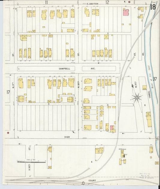 Sanborn Fire Insurance Map from Hamilton, Butler County, Ohio (1899), Sheet #0018 - Historic Sanborn Fire Insurance Map Print, vintage old map wall art, antique decor, genealogy gift, Ohio Ohio map