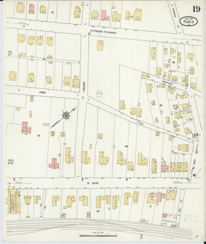 Sanborn Fire Insurance Map from Paris, Bourbon County, Kentucky (1912), Sheet #0019 - Complete Map Set gallery image, historic Sanborn map, vintage wall art, Kentucky Kentucky