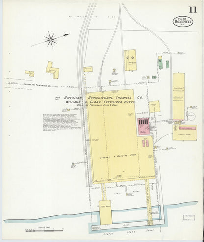 Sanborn Fire Insurance Map from Roosevelt, Middlesex County, New Jersey (1908), Sheet #0011 - Historic Sanborn Fire Insurance Map Print, vintage old map wall art, antique decor, genealogy gift, New Jersey New Jersey map