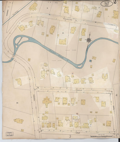 Sanborn Fire Insurance Map from Hilo, Hawaii County, Hawaii (1957), Sheet #0002 - Historic Sanborn Fire Insurance Map Print, vintage old map wall art