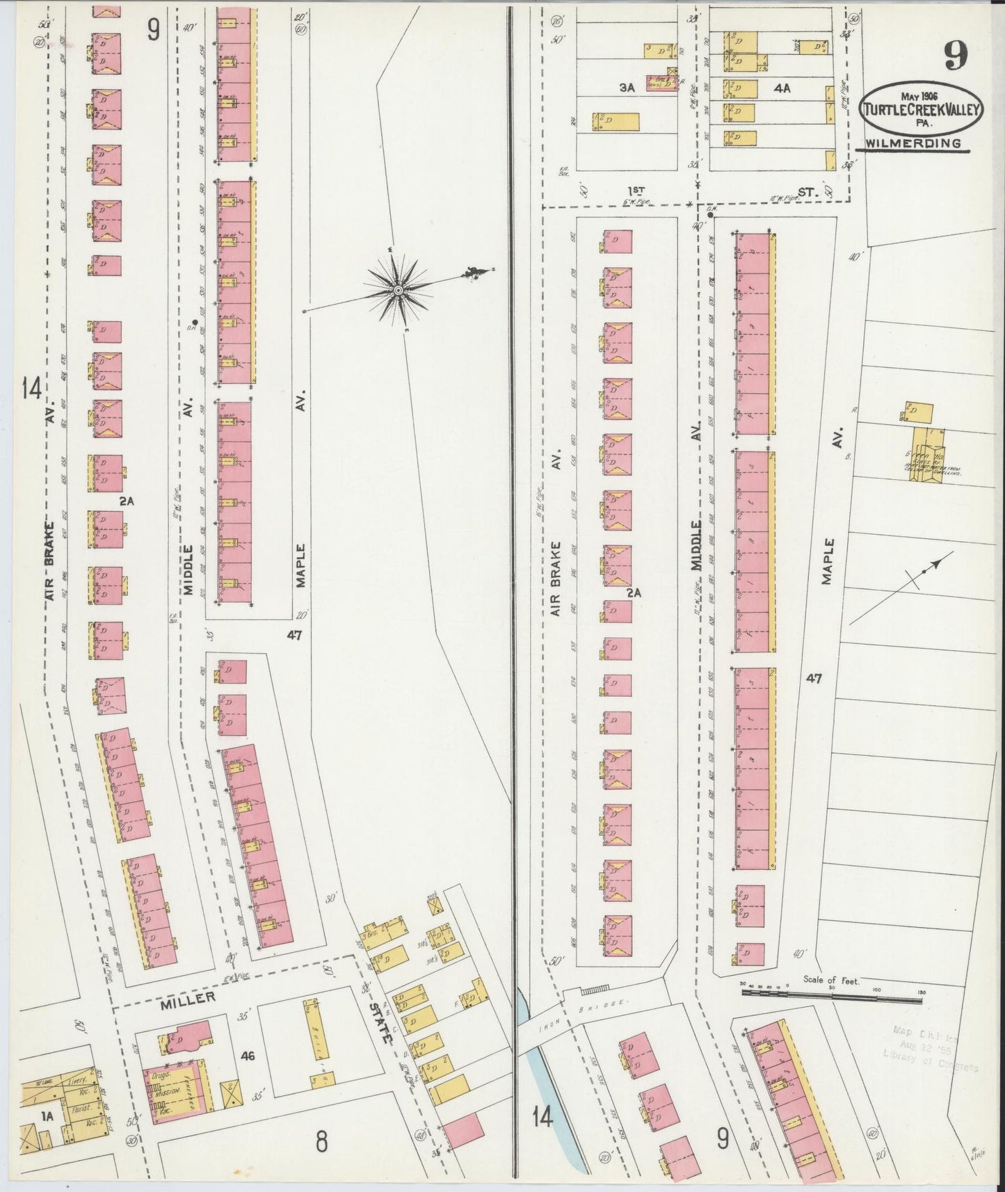 Sanborn Fire Insurance Map from Turtle Creek Valley, Allegheny County, Pennsylvania (1906), Sheet #0009 - Complete Map Set gallery image, historic Sanborn map, vintage wall art, Pennsylvania Pennsylvania