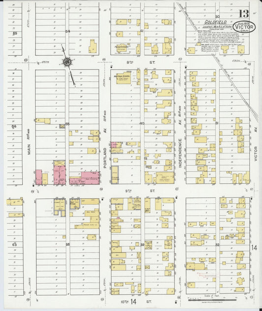 Sanborn Fire Insurance Map from Victor, Teller County, Colorado (1919), Sheet #0013 - Historic Sanborn Fire Insurance Map Print, vintage old map wall art, antique decor, genealogy gift, Colorado Colorado map