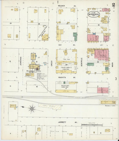 Sanborn Fire Insurance Map from Wynnewood, Garvin County, Oklahoma (1902), Sheet #0002 - Complete Map Set gallery image, historic Sanborn map, vintage wall art, Oklahoma Oklahoma