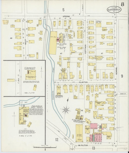 Sanborn Fire Insurance Map from Gloversville, Fulton County, New York (1897), Sheet #0008 - Historic Sanborn Fire Insurance Map Print, vintage old map wall art, antique decor, genealogy gift, New York New York map