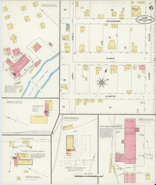 Sanborn Fire Insurance Map from Lincolnton, Lincoln County, North Carolina (1906), Sheet #0006 - Historic Sanborn Fire Insurance Map Print, vintage old map wall art, antique decor, genealogy gift, North Carolina North Carolina map