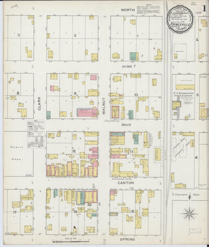 Sanborn Fire Insurance Map from Princeville, Peoria County, Illinois (1893), Sheet #0001 - Historic Sanborn Fire Insurance Map Print, vintage old map wall art, antique decor, genealogy gift, Illinois Illinois map