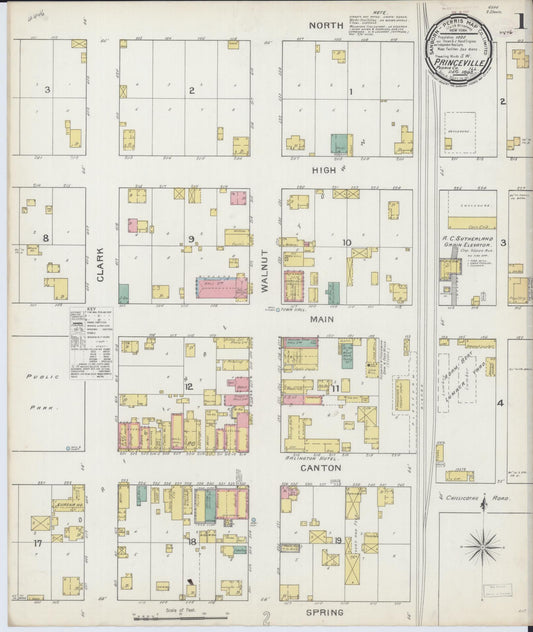 Sanborn Fire Insurance Map from Princeville, Peoria County, Illinois (1893), Sheet #0001 - Historic Sanborn Fire Insurance Map Print, vintage old map wall art, antique decor, genealogy gift, Illinois Illinois map