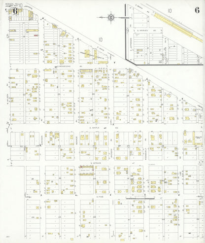 Sanborn Fire Insurance Map from Borger, Hutchinson County, Texas (1933), Sheet #0006 - Complete Map Set gallery image, historic Sanborn map, vintage wall art, Texas Texas