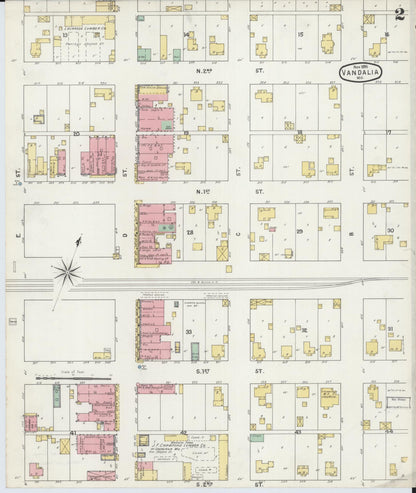 Sanborn Fire Insurance Map from Vandalia, Audrain County, Missouri (1895), Sheet #0002 - Historic Sanborn Fire Insurance Map Print, vintage old map wall art, antique decor, genealogy gift, Missouri Missouri map