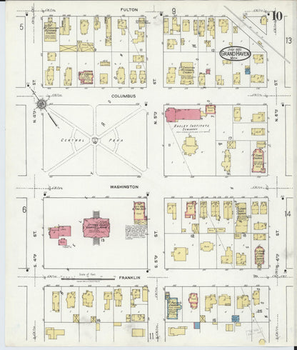 Sanborn Fire Insurance Map from Grand Haven, Ottawa County, Michigan (1920), Sheet #0010 - Complete Map Set gallery image, historic Sanborn map, vintage wall art, Michigan Michigan