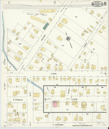 Sanborn Fire Insurance Map from Waxahachie, Ellis County, Texas (1909), Sheet #0008 - Complete Map Set gallery image, historic Sanborn map, vintage wall art, Texas Texas