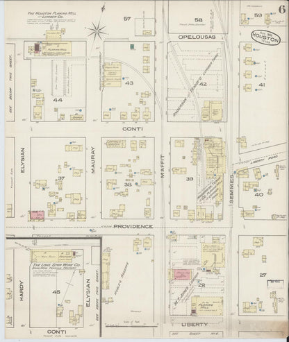 Sanborn Fire Insurance Map from Houston, Harris County, Texas (1885), Sheet #0006 - Complete Map Set gallery image, historic Sanborn map, vintage wall art, Texas Texas