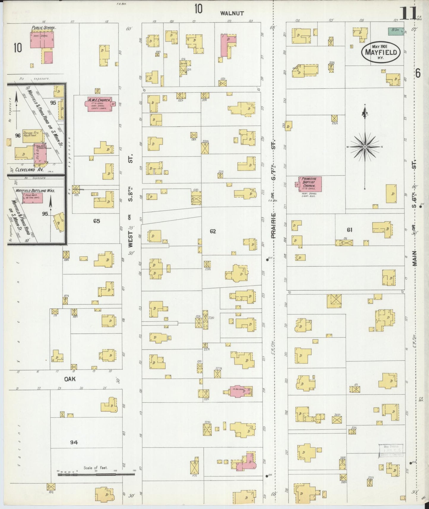 Sanborn Fire Insurance Map from Mayfield, Graves County, Kentucky (1901), Sheet #0011 - Complete Map Set gallery image, historic Sanborn map, vintage wall art, Kentucky Kentucky