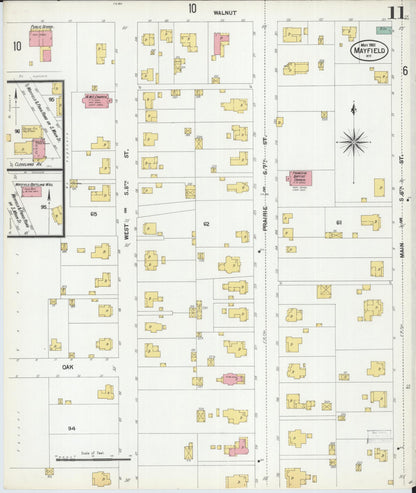 Sanborn Fire Insurance Map from Mayfield, Graves County, Kentucky (1901), Sheet #0011 - Complete Map Set gallery image, historic Sanborn map, vintage wall art, Kentucky Kentucky