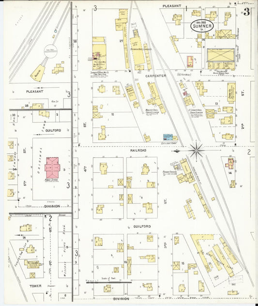 Sanborn Fire Insurance Map from Sumner, Bremer County, Iowa (1905), Sheet #0003 - Historic Sanborn Fire Insurance Map Print, vintage old map wall art