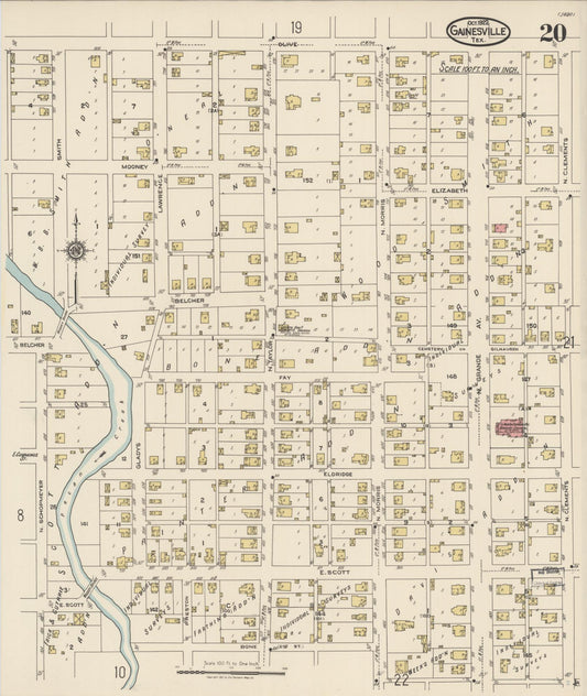 Sanborn Fire Insurance Map from Gainesville, Cooke County, Texas (1922), Sheet #0020 - Historic Sanborn Fire Insurance Map Print, vintage old map wall art, antique decor, genealogy gift, Texas Texas map