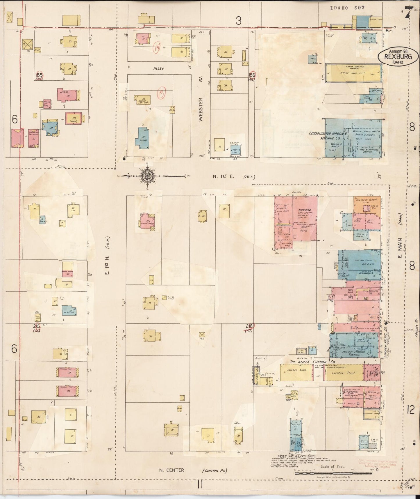 Sanborn Fire Insurance Map from Rexburg, Madison County, Idaho (1943), Sheet #0007 - Complete Map Set gallery image, historic Sanborn map, vintage wall art, Idaho Idaho