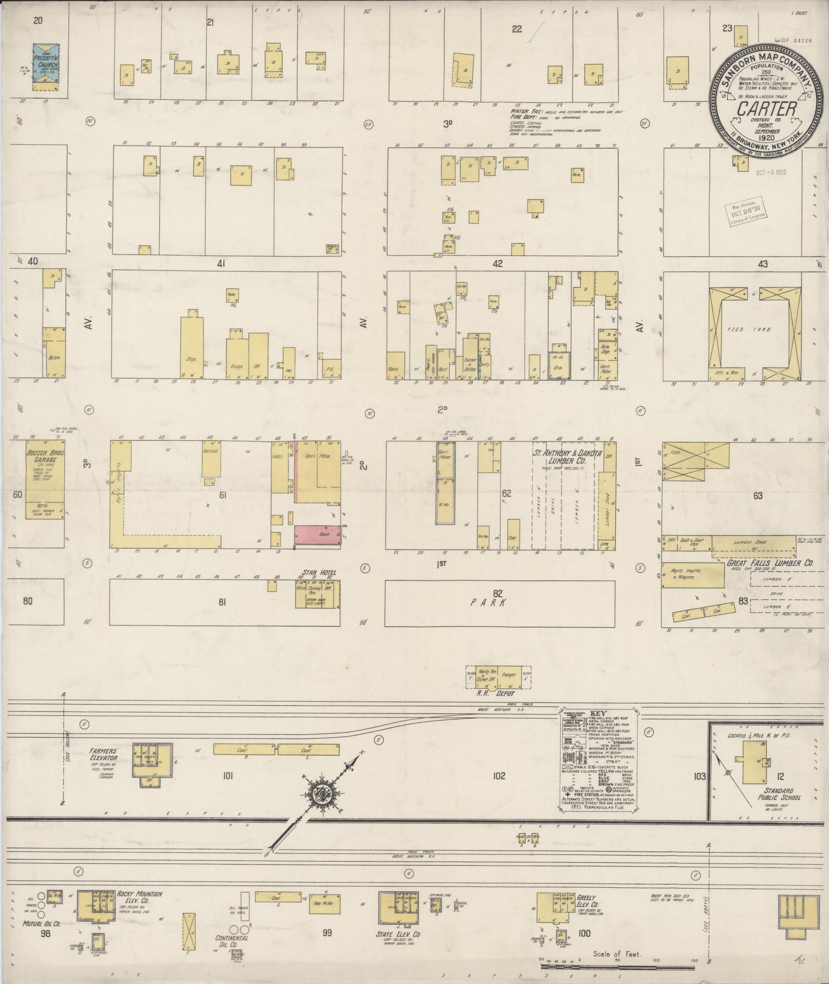 Sanborn Fire Insurance Map from Carter, Chouteau County, Montana (1920), Sheet #0001 - Historic Sanborn Fire Insurance Map Print, vintage old map wall art, antique decor, genealogy gift, Montana Montana map