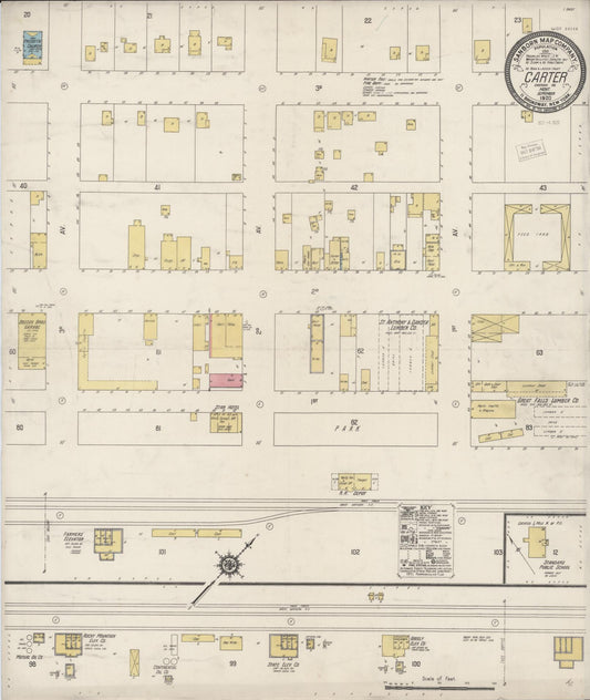 Sanborn Fire Insurance Map from Carter, Chouteau County, Montana (1920), Sheet #0001 - Historic Sanborn Fire Insurance Map Print, vintage old map wall art, antique decor, genealogy gift, Montana Montana map