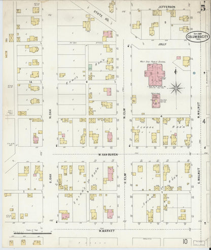Sanborn Fire Insurance Map from Columbia City, Whitley County, Indiana (1897), Sheet #0005 - Complete Map Set gallery image, historic Sanborn map, vintage wall art, Indiana Indiana