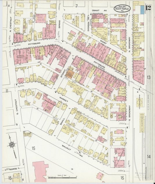 Sanborn Fire Insurance Map from Scottdale, Westmoreland County, Pennsylvania (1914), Sheet #0012 - Historic Sanborn Fire Insurance Map Print, vintage old map wall art, antique decor, genealogy gift, Pennsylvania Pennsylvania map