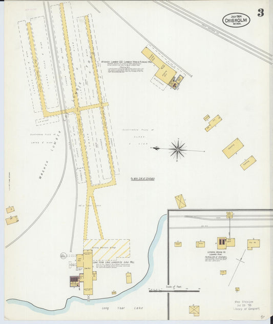 Sanborn Fire Insurance Map from Chisholm, Saint Louis County, Minnesota (1904), Sheet #0003 - Historic Sanborn Fire Insurance Map Print, vintage old map wall art, antique decor, genealogy gift, Minnesota Minnesota map