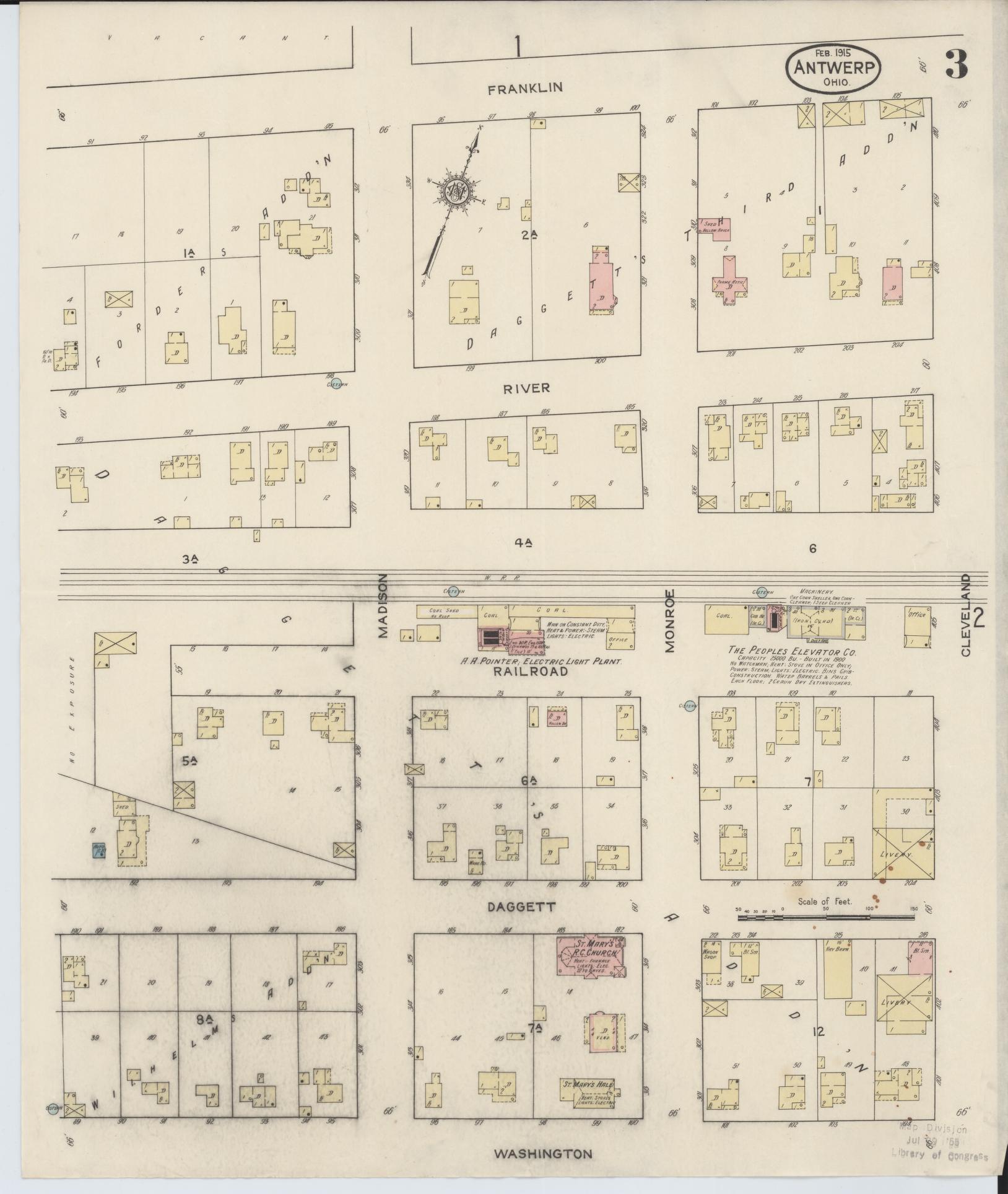 Sanborn Fire Insurance Map from Antwerp, Paulding County, Ohio (1915), Sheet #0003 - Complete Map Set gallery image, historic Sanborn map, vintage wall art, Ohio Ohio