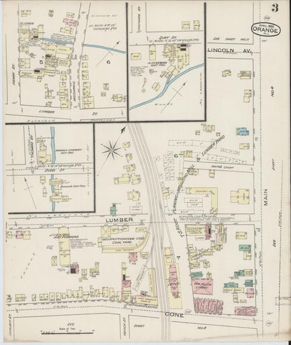 Sanborn Fire Insurance Map from Orange, Essex County, New Jersey (1885), Sheet #0003 - Historic Sanborn Fire Insurance Map Print, vintage old map wall art, antique decor, genealogy gift, New Jersey New Jersey map