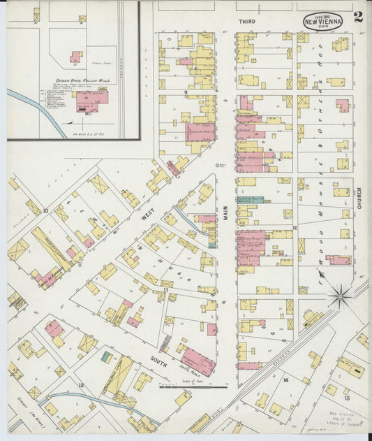 Sanborn Fire Insurance Map from New Vienna, Clinton County, Ohio (1895), Sheet #0002 - Historic Sanborn Fire Insurance Map Print, vintage old map wall art, antique decor, genealogy gift, Ohio Ohio map