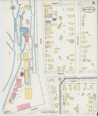 Sanborn Fire Insurance Map from Waterloo, Seneca County, New York (1893), Sheet #0008 - Complete Map Set gallery image, historic Sanborn map, vintage wall art, New York New York