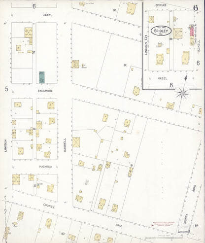 Sanborn Fire Insurance Map from Gridley, Butte County, California (1902), Sheet #0006 - Complete Map Set gallery image, historic Sanborn map, vintage wall art, California California