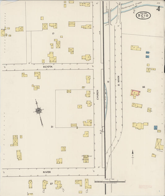 Sanborn Fire Insurance Map from Scio, Allegany County, New York (1922), Sheet #0004 - Historic Sanborn Fire Insurance Map Print, vintage old map wall art, antique decor, genealogy gift, New York New York map
