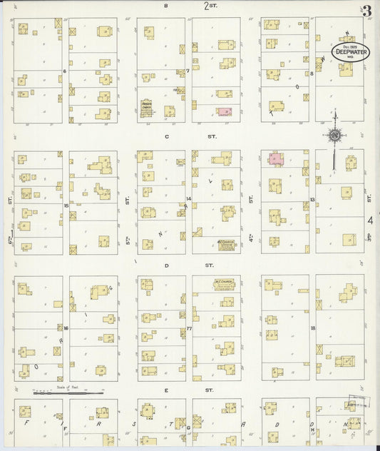 Sanborn Fire Insurance Map from Deepwater, Henry County, Missouri (1909), Sheet #0003 - Historic Sanborn Fire Insurance Map Print, vintage old map wall art, antique decor, genealogy gift, Missouri Missouri map