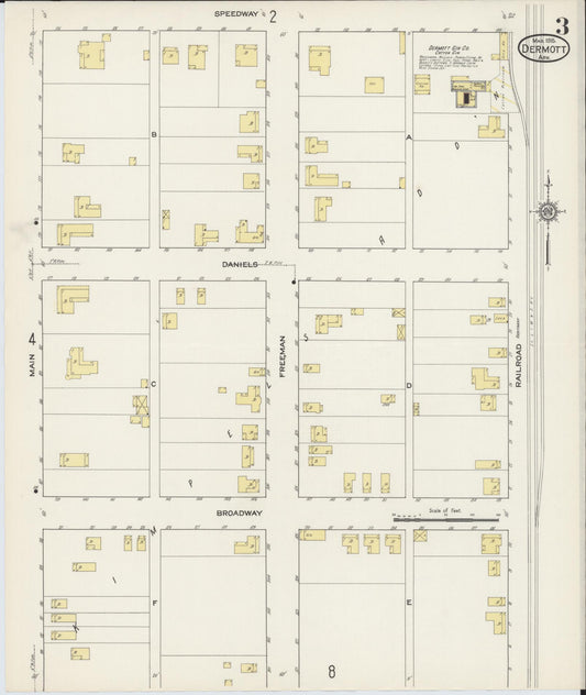 Sanborn Fire Insurance Map from Dermott, Chicot County, Arkansas (1915), Sheet #0003 - Historic Sanborn Fire Insurance Map Print, vintage old map wall art, antique decor, genealogy gift, Arkansas Arkansas map