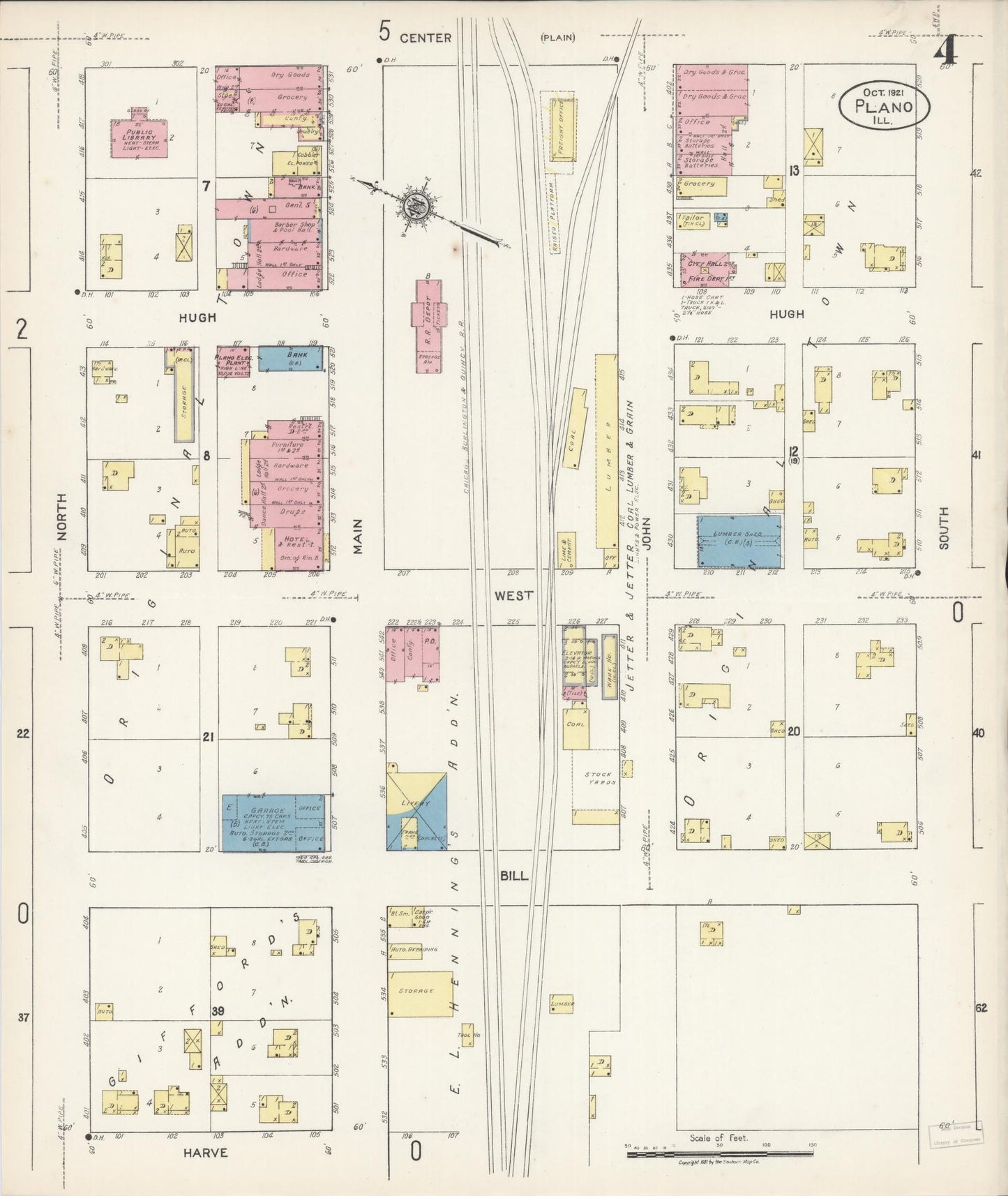 Sanborn Fire Insurance Map from Plano, Kendall County, Illinois (1921), Sheet #0004 - Complete Map Set gallery image, historic Sanborn map, vintage wall art, Illinois Illinois