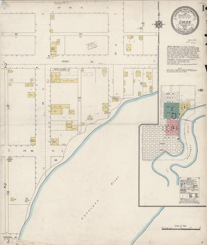 Sanborn Fire Insurance Map from Omak, Okanogan County, Washington (1915), Sheet #0001 - Complete Map Set gallery image, historic Sanborn map, vintage wall art, Washington Washington